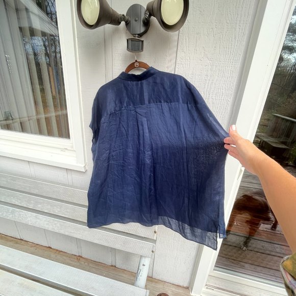 Lafayette 148 New York - 1x Sheer Blue Button Down Shell - Picture 9 of 9